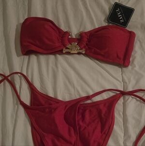 Zaful Hot Pink Bandeau Bikini Top